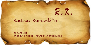 Radics Kurszán névjegykártya